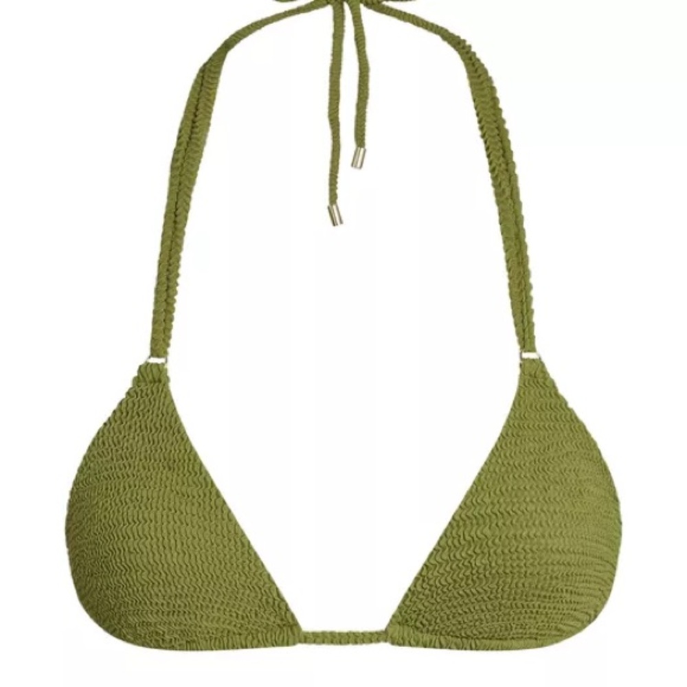 Monday Swimwear vivid moss crinkle hanalei top size large / v